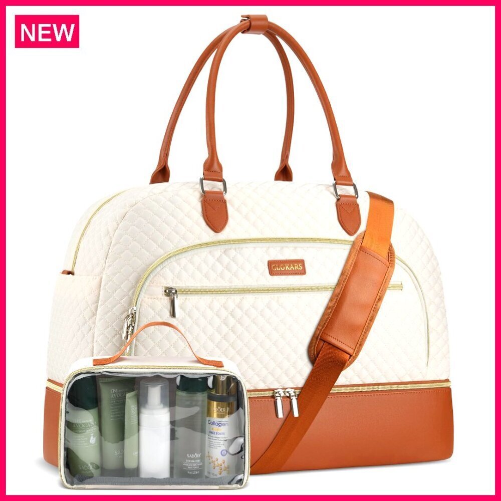 Large Travel Duffel Bag with Shoe Compartment and Toiletry Bag
